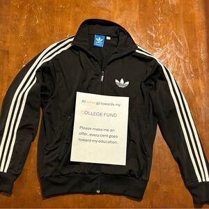 Adidas Black Track Jacket with White Stripes